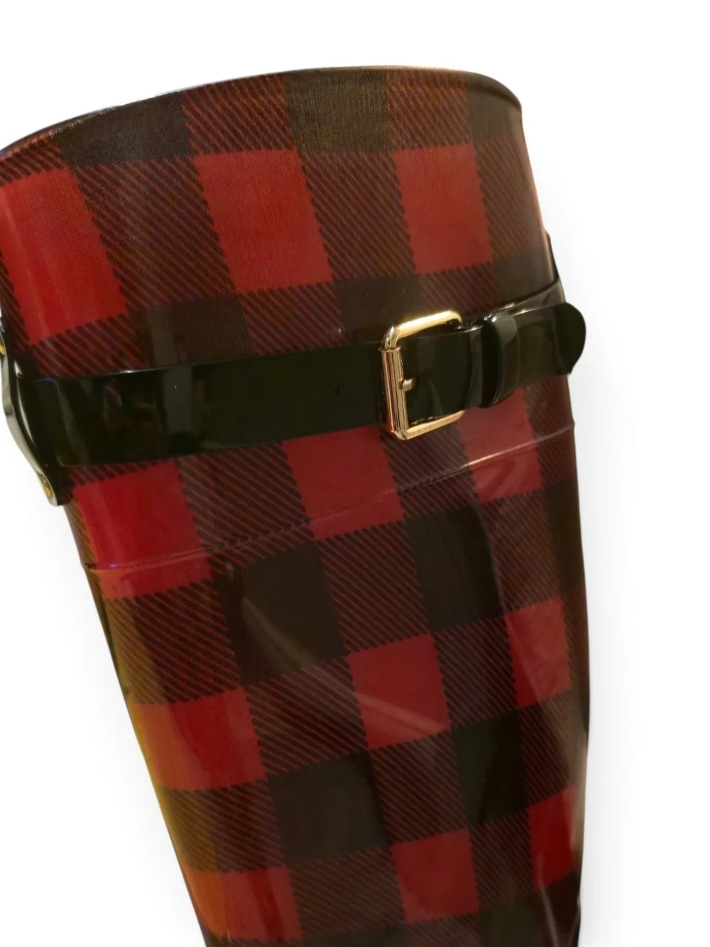Lauren Ralph Lauren Red and Black Plaid Tall Rain Boots